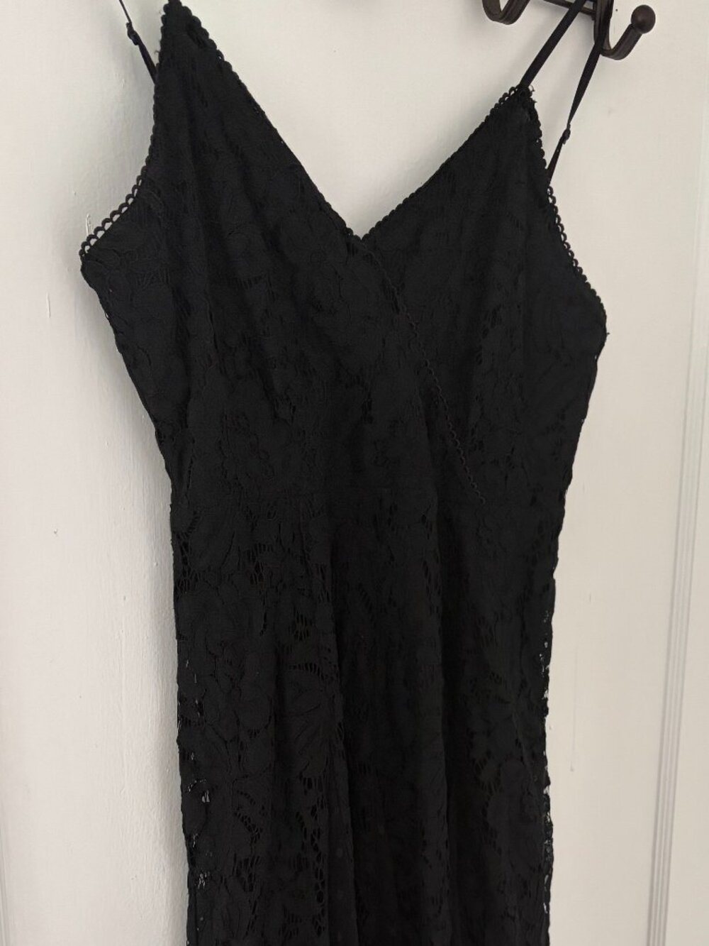 Black lacy midi dress with sheer black polka dots, Everly, Medium